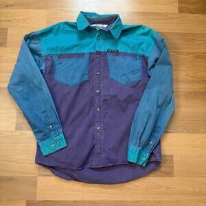 Men's Vintage 90's Rocky Mountain Purple Western Button Up Long Sleeve Shirt M